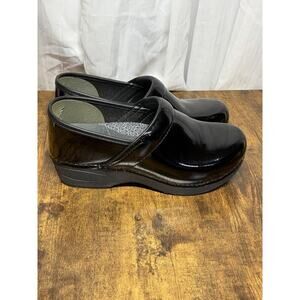 DANSKO XP 2.0 BLACK PATENT CLOGS COMFORTABLE SLIP-ON SHOES SIZE 7-7.5B 38 Work